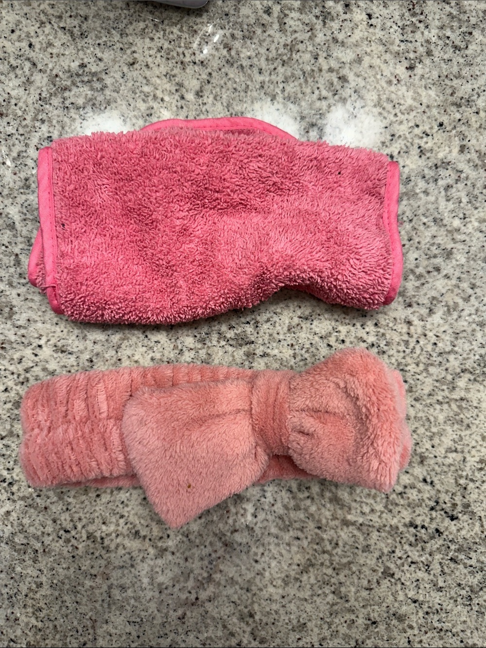 Soft Pink Plush Headband with Bow & Makeup Eraser